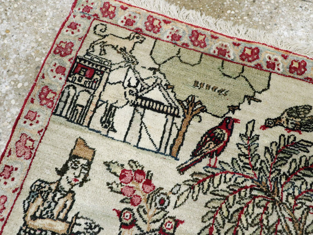 Vintage Persian Kerman Pictorial Rug (Pair: 1 of 2), No.23134 - Galerie Shabab