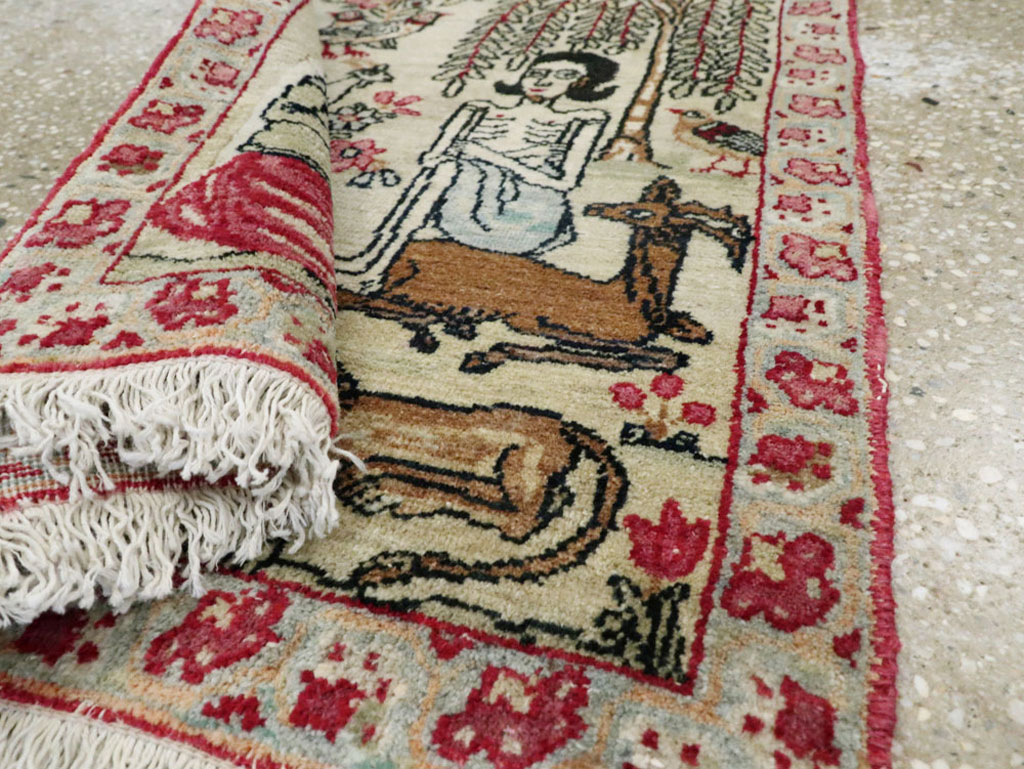 Vintage Persian Kerman Pictorial Rug (Pair: 1 of 2), No.23134 - Galerie Shabab