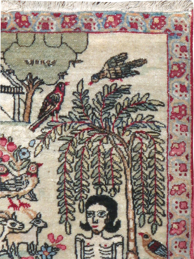 Vintage Persian Kerman Pictorial Rug (Pair: 2 of 2), No.23135 - Galerie Shabab