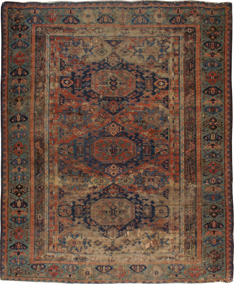 Antique Distressed Soumak Rug, No.23183 - Galerie Shabab