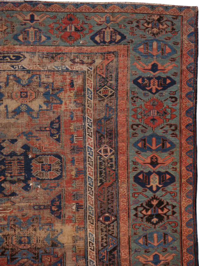 Antique Distressed Soumak Rug, No.23183 - Galerie Shabab