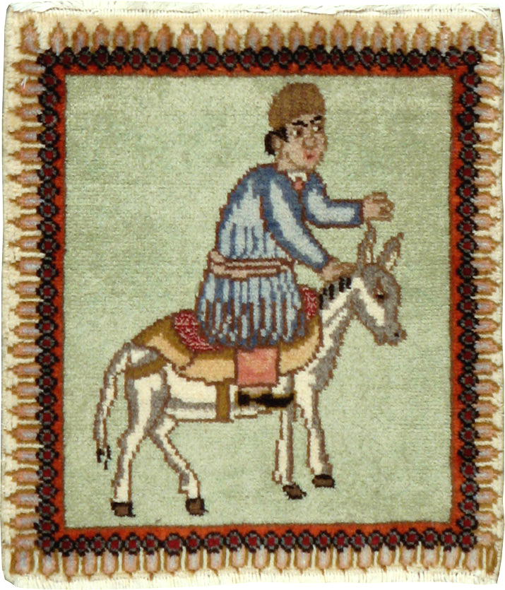 Vintage Persian Tabriz Pictorial Rug, No.23215 - Galerie Shabab