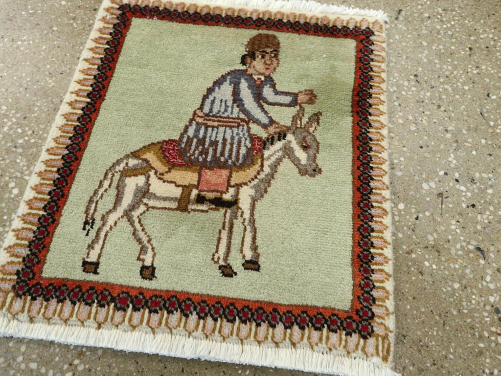 Vintage Persian Tabriz Pictorial Rug, No.23215 - Galerie Shabab