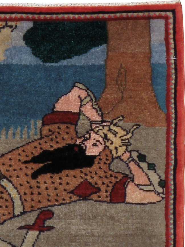 Vintage Persian Malayer Pictorial Rug, No.23216 - Galerie Shabab