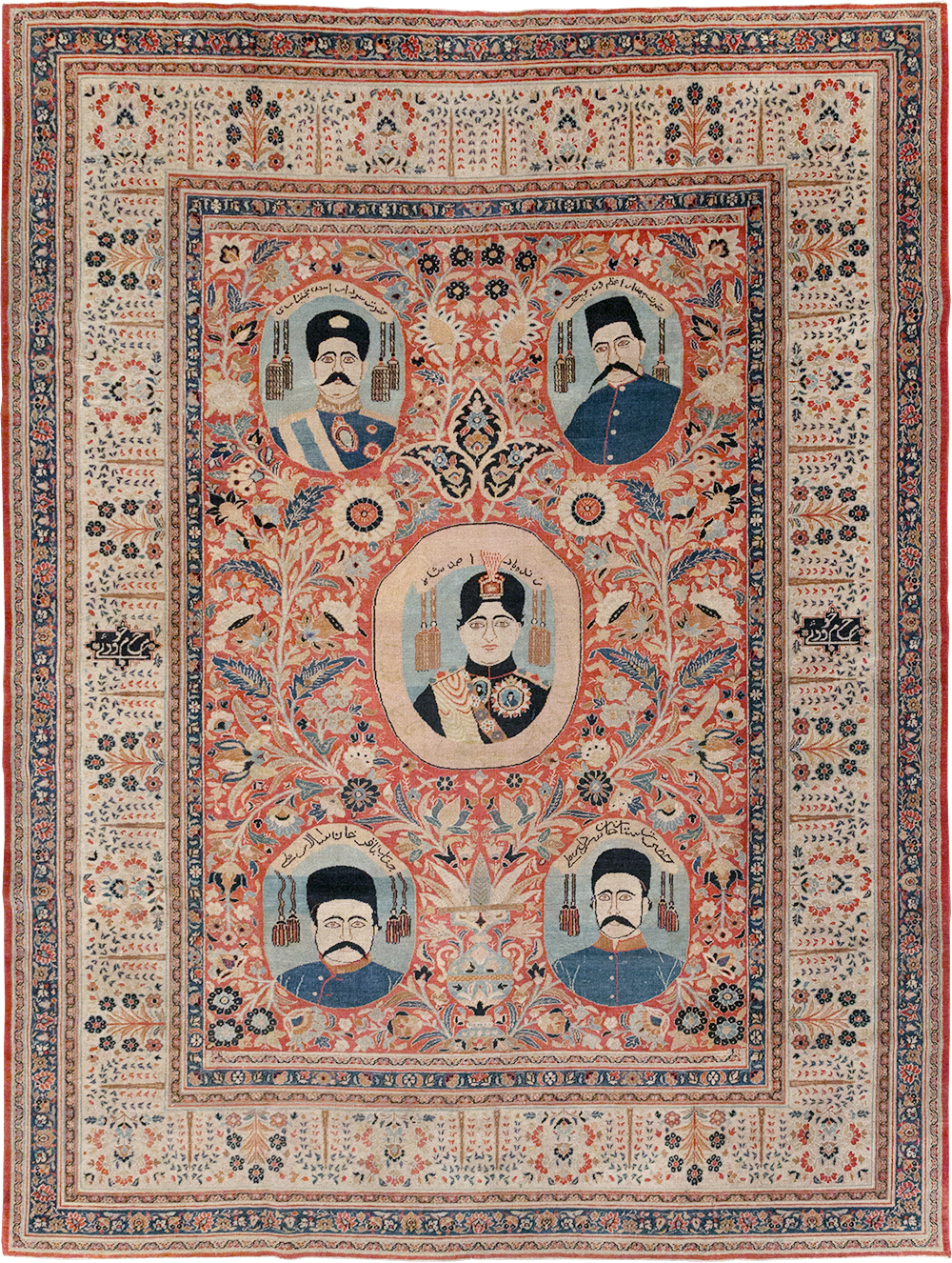 Antique Persian Pictorial Khorassan Room Size Carpet, No.23267 - Galerie Shabab
