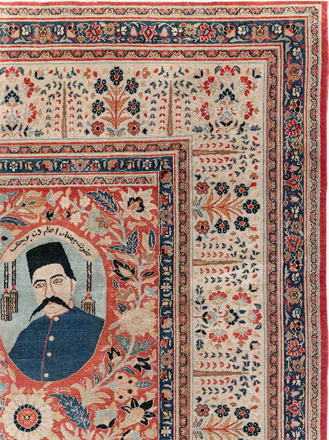 Antique Persian Pictorial Khorassan Room Size Carpet, No.23267 - Galerie Shabab