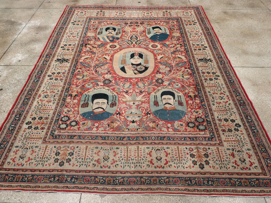 Antique Persian Pictorial Khorassan Room Size Carpet, No.23267 - Galerie Shabab