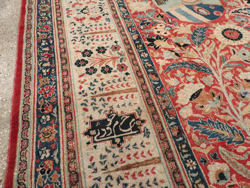 Antique Persian Pictorial Khorassan Room Size Carpet, No.23267 - Galerie Shabab