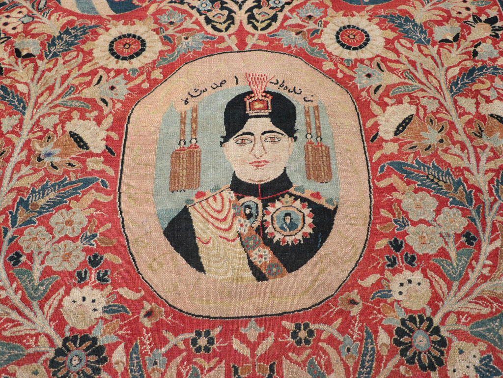 Antique Persian Pictorial Khorassan Room Size Carpet, No.23267 - Galerie Shabab