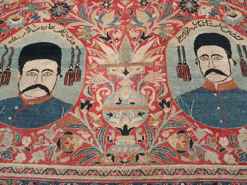 Antique Persian Pictorial Khorassan Room Size Carpet, No.23267 - Galerie Shabab