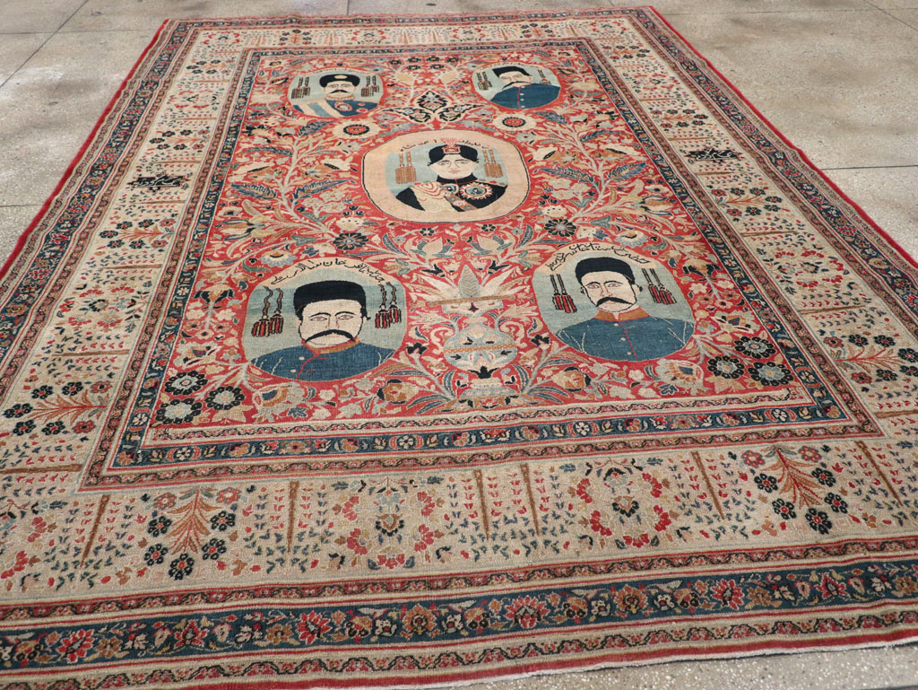 Antique Persian Pictorial Khorassan Room Size Carpet, No.23267 - Galerie Shabab