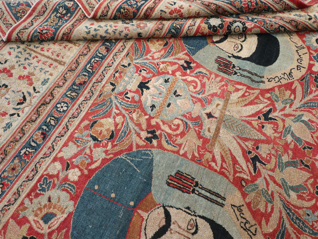 Antique Persian Pictorial Khorassan Room Size Carpet, No.23267 - Galerie Shabab