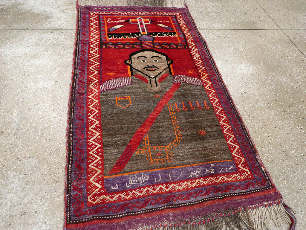 Vintage Afghan Baluch Pictorial Rug, No.23270 - Galerie Shabab