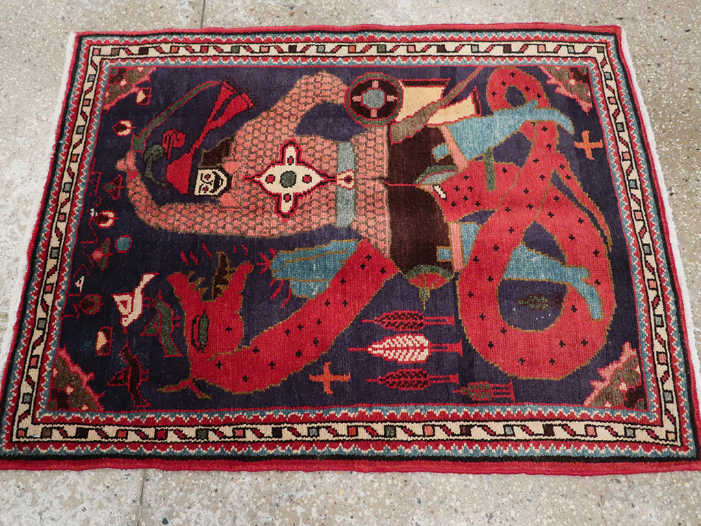 Vintage Persian Tabriz Pictorial Rug, No.23316 - Galerie Shabab