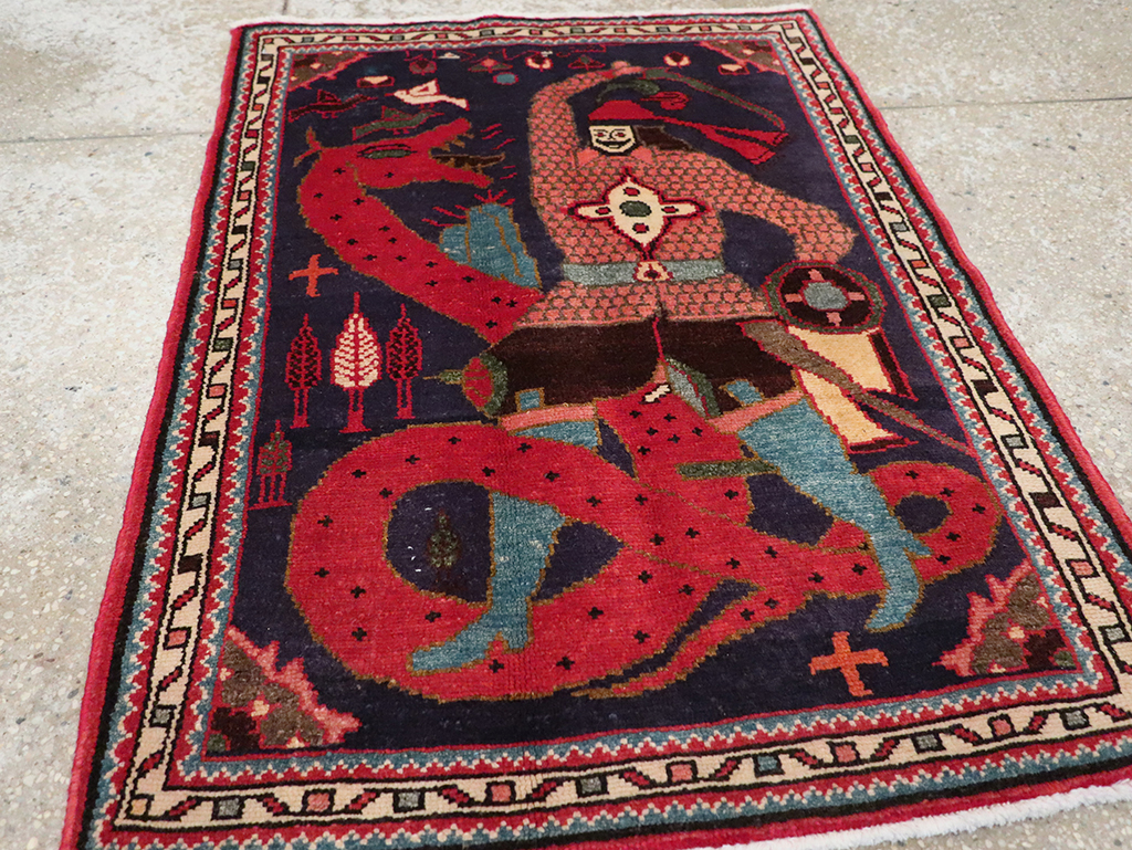 Vintage Persian Tabriz Pictorial Rug, No.23316 - Galerie Shabab