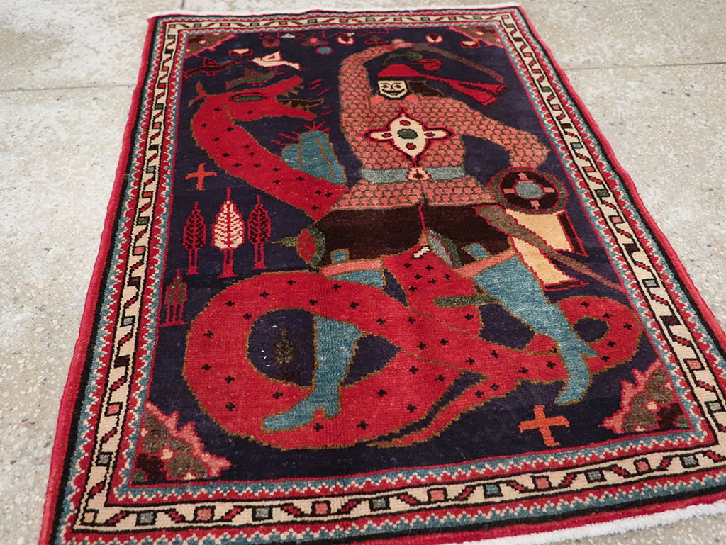 Vintage Persian Tabriz Pictorial Rug, No.23316 - Galerie Shabab