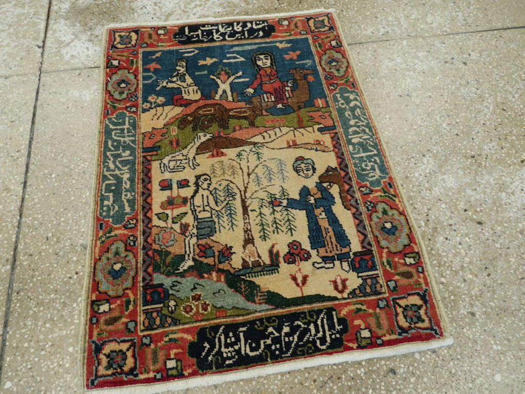 Antique Persian Tabriz Pictorial Rug, No.23331 - Galerie Shabab