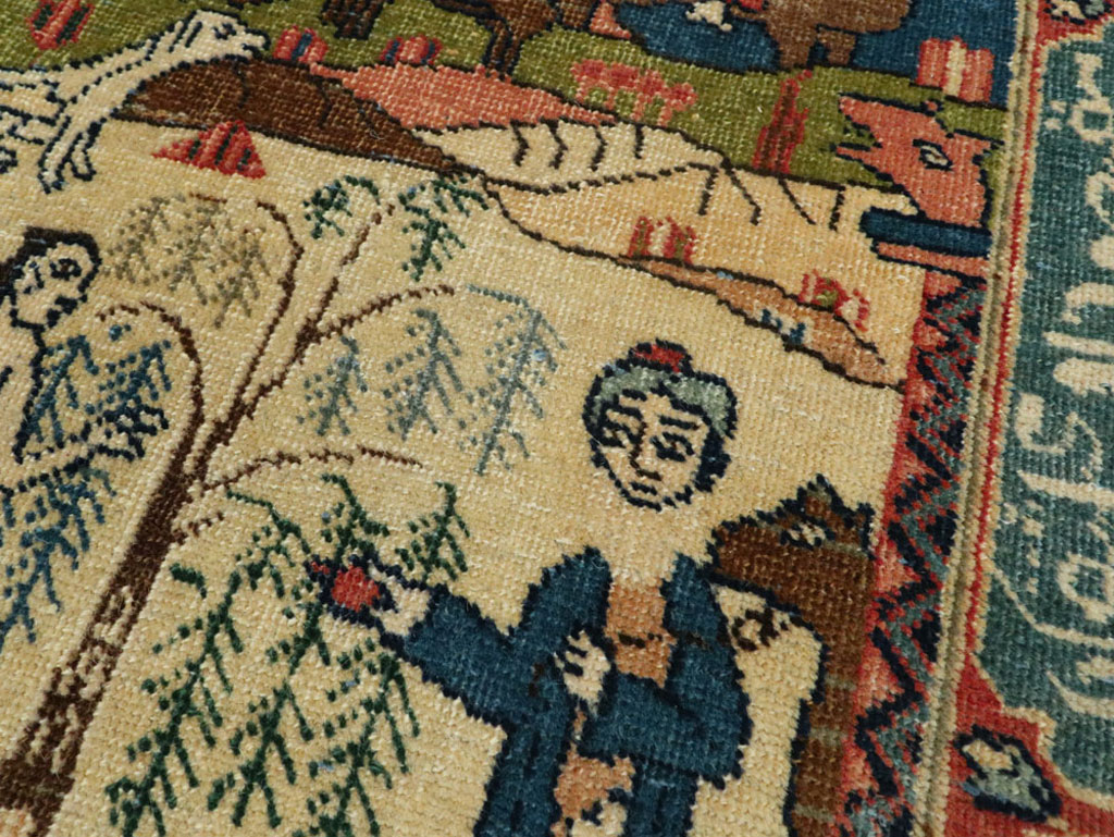 Antique Persian Tabriz Pictorial Rug, No.23331 - Galerie Shabab