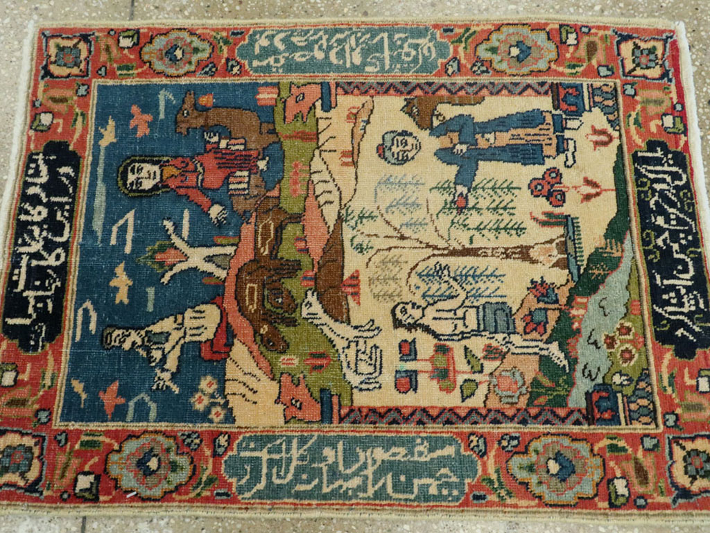 Antique Persian Tabriz Pictorial Rug, No.23331 - Galerie Shabab