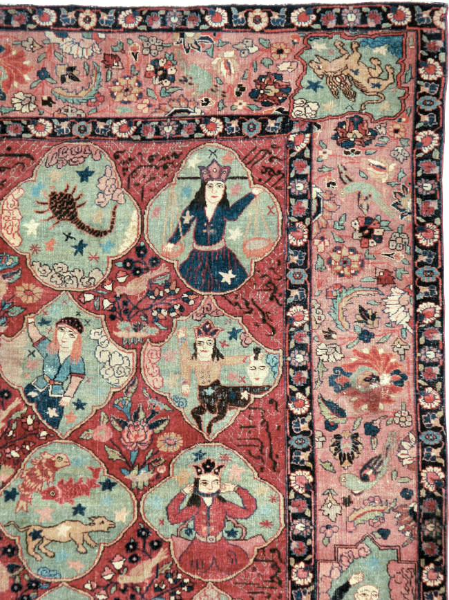 Antique Persian Tabriz Pictorial Rug, No.23348 - Galerie Shabab