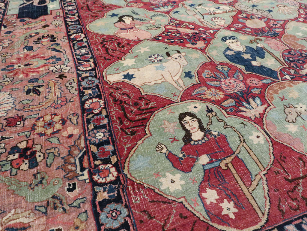 Antique Persian Tabriz Pictorial Rug, No.23348 - Galerie Shabab