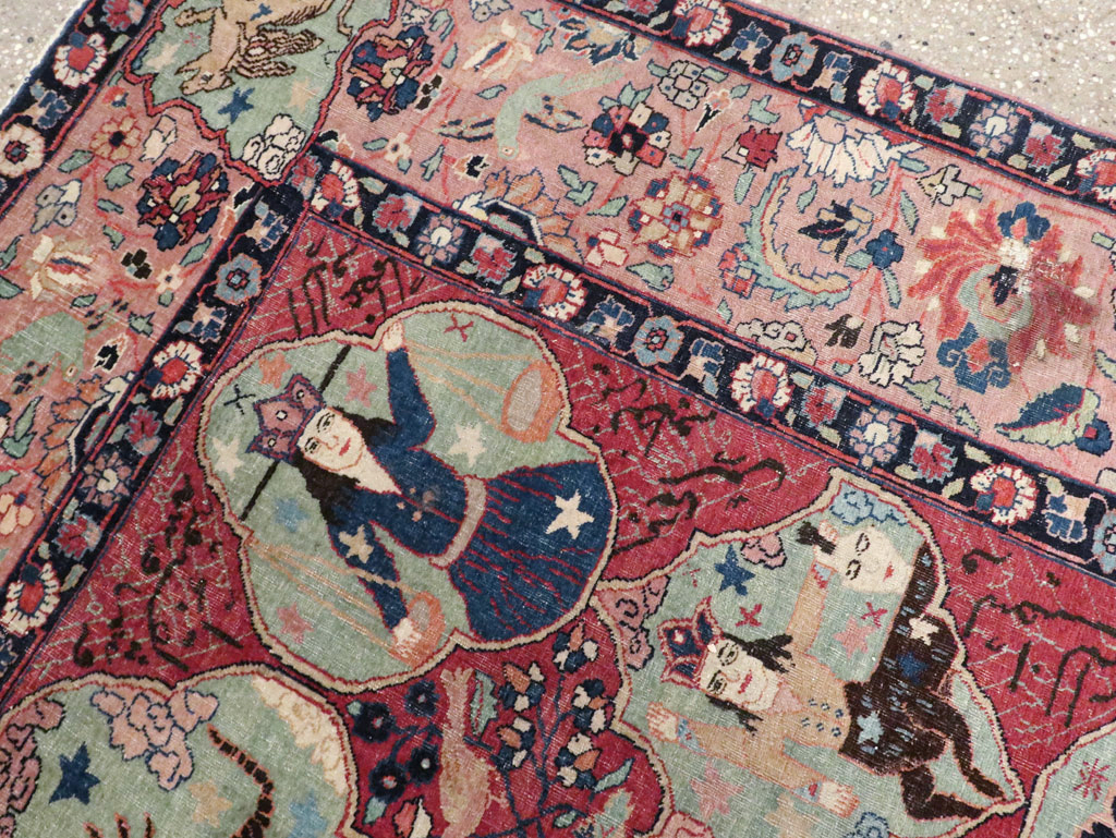 Antique Persian Tabriz Pictorial Rug, No.23348 - Galerie Shabab