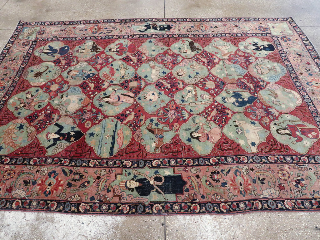 Antique Persian Tabriz Pictorial Rug, No.23348 - Galerie Shabab