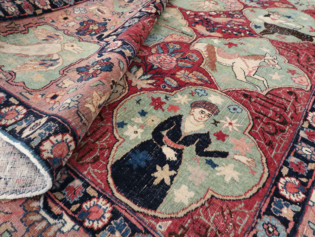 Antique Persian Tabriz Pictorial Rug, No.23348 - Galerie Shabab