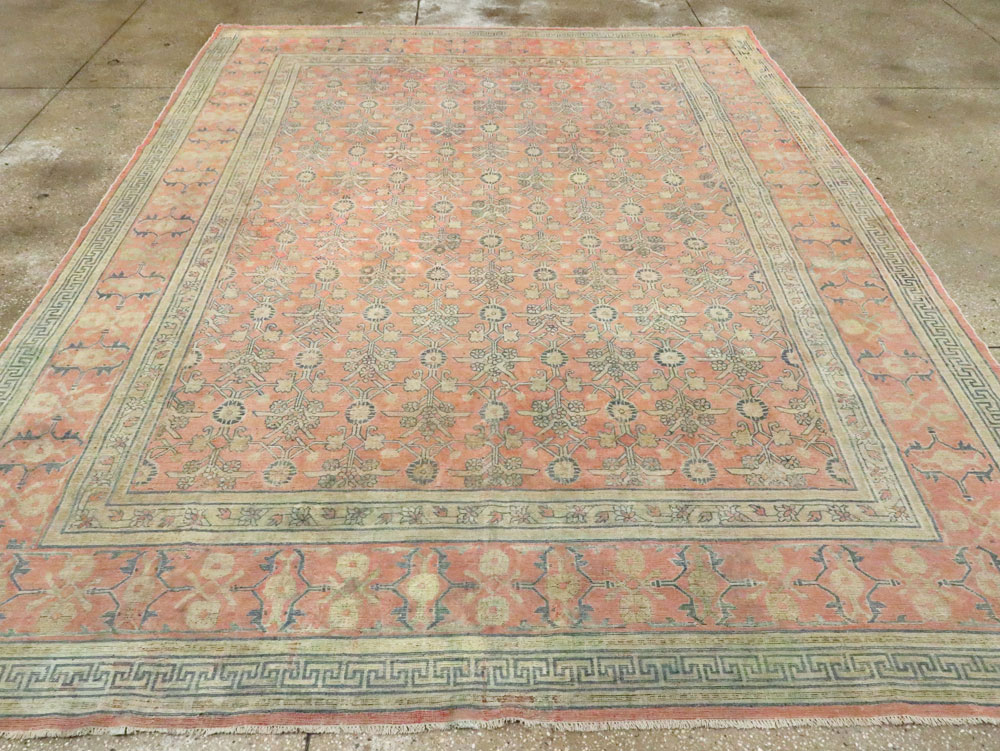 Antique East Turkestan Silk Khotan Room Size Carpet, No.23355 - Galerie Shabab