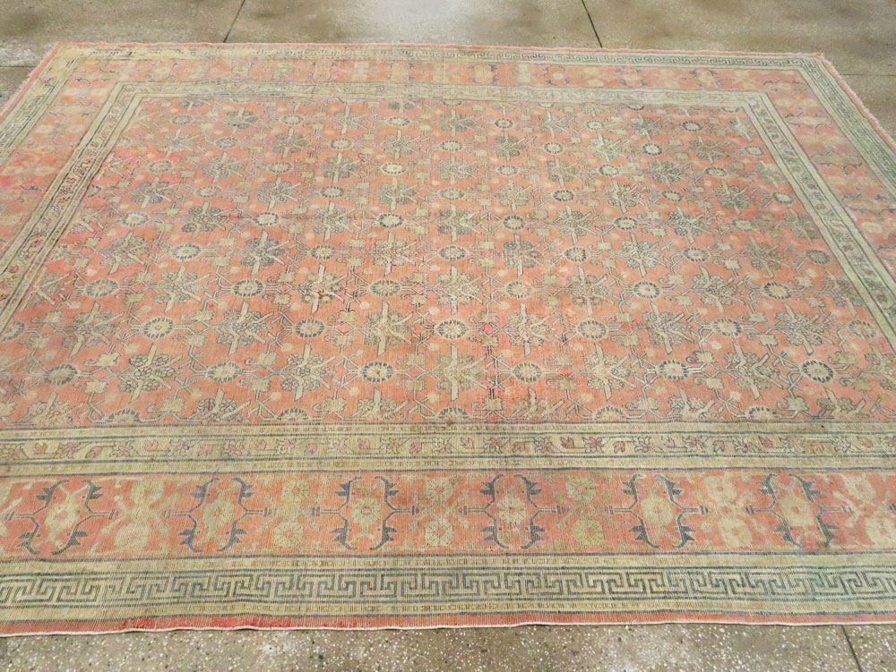 Antique East Turkestan Silk Khotan Room Size Carpet, No.23355 - Galerie Shabab