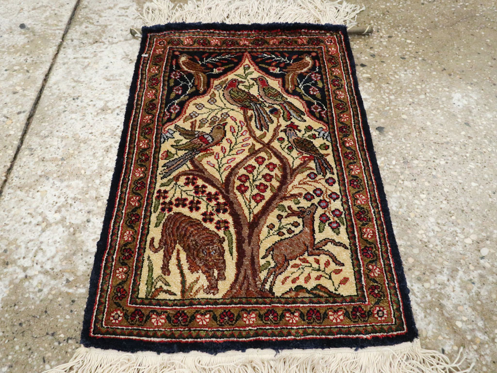 Vintage Persian Quom Pictorial Rug, No.23358 - Galerie Shabab
