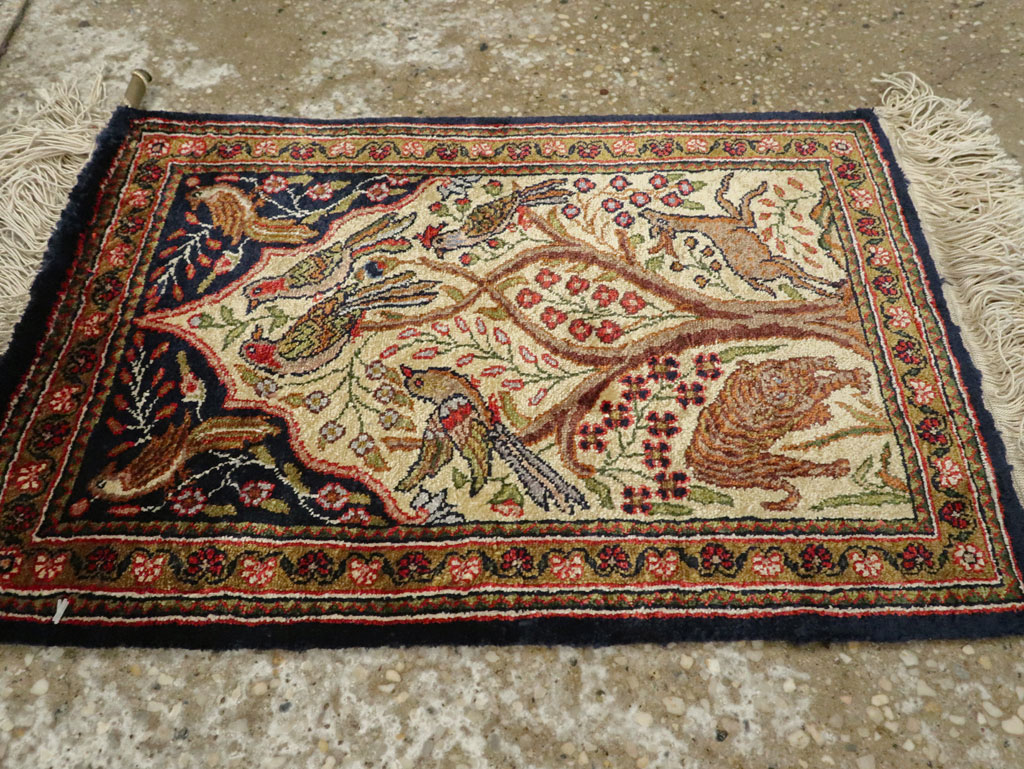 Vintage Persian Quom Pictorial Rug, No.23358 - Galerie Shabab