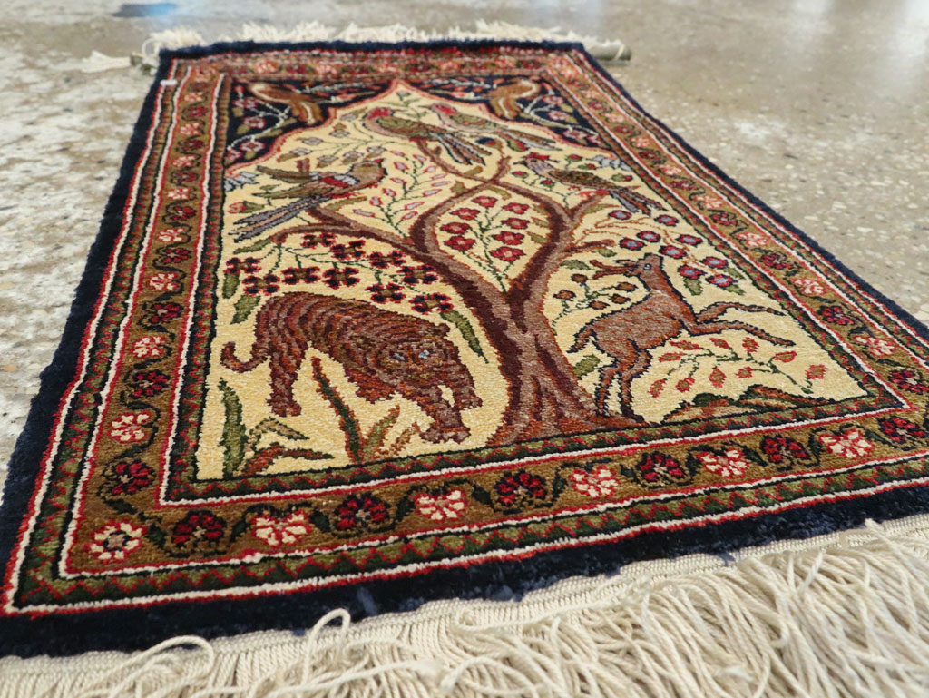 Vintage Persian Quom Pictorial Rug, No.23358 - Galerie Shabab