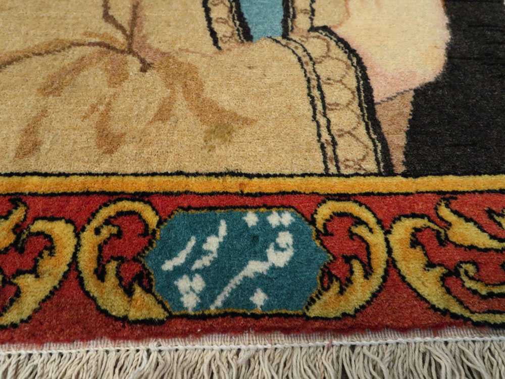 Vintage Persian Tabriz Pictorial Rug, No.23366 - Galerie Shabab