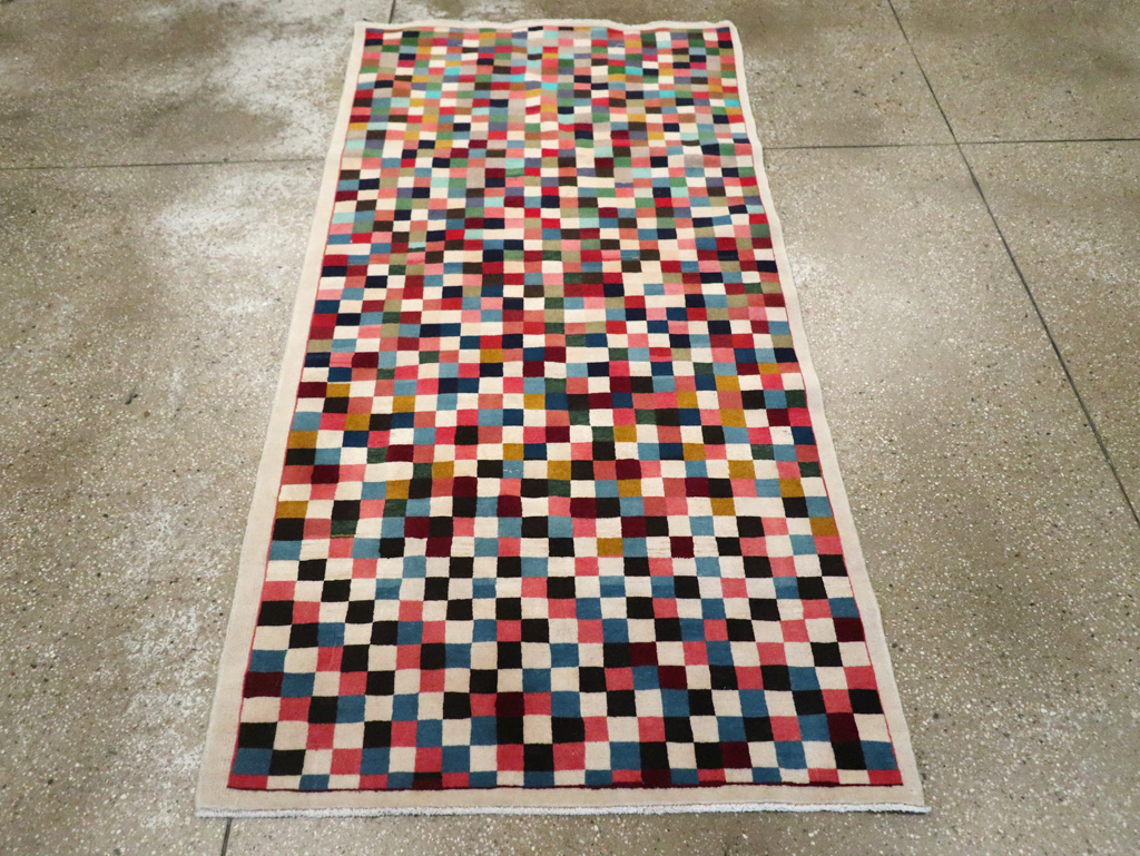 Vintage Persian Kashan Modernist Rug, No.23421 - Galerie Shabab