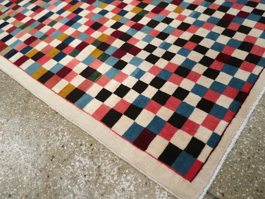 Vintage Persian Kashan Modernist Rug, No.23421 - Galerie Shabab