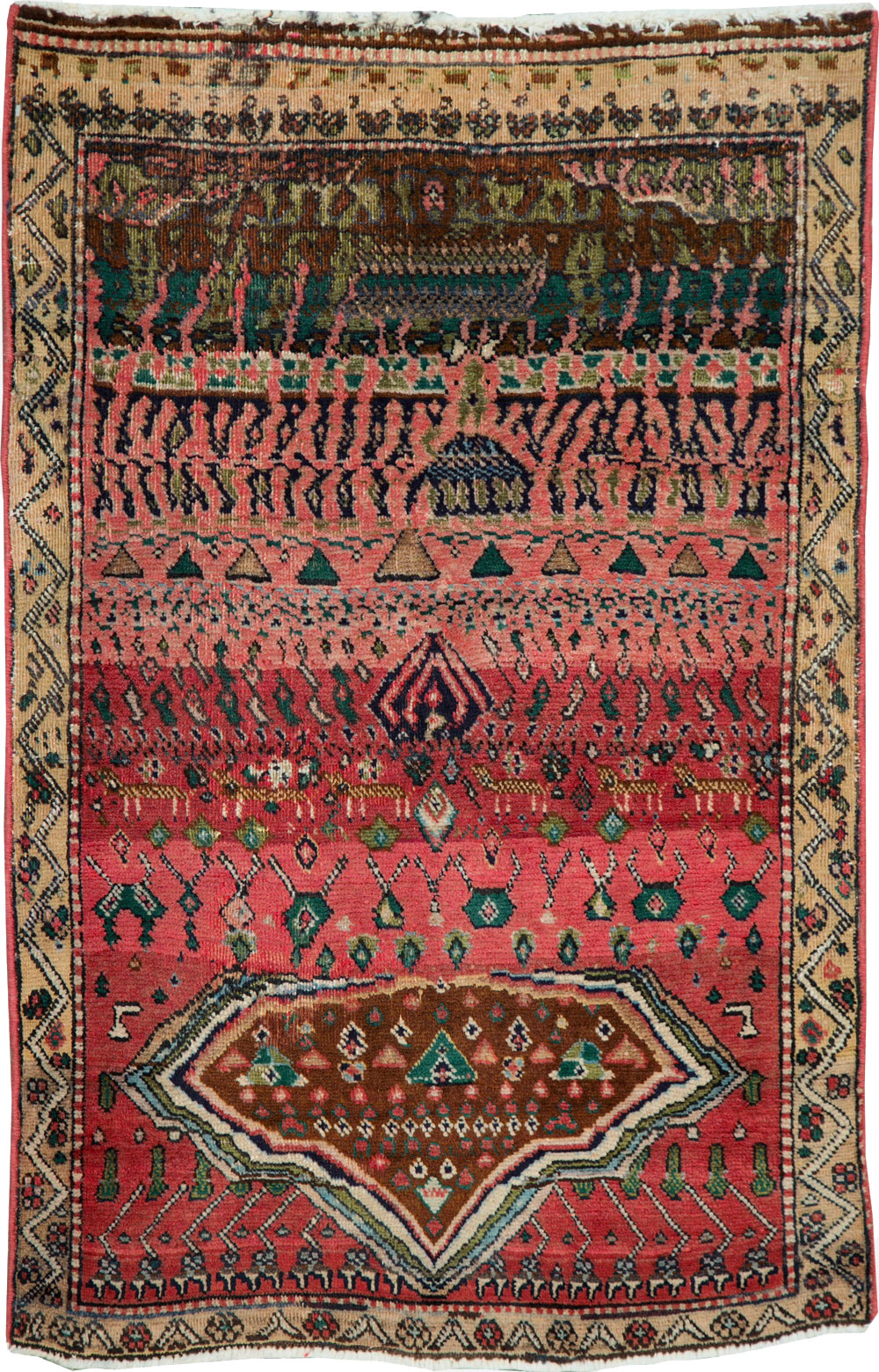 Vintage Persian Mahal Throw Rug, No.23445 - Galerie Shabab