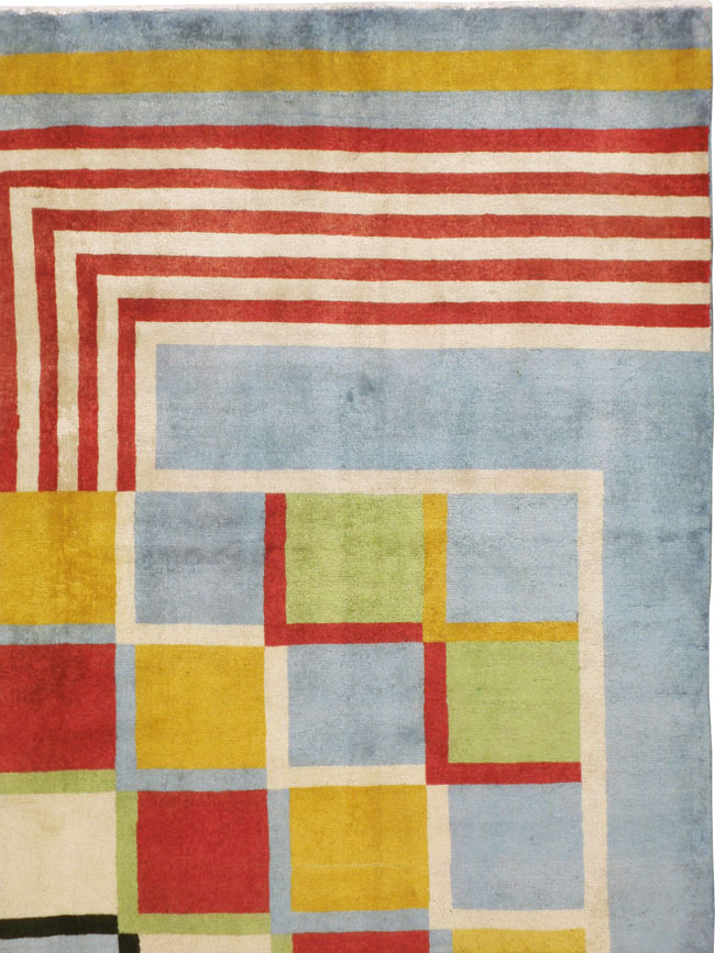 Vintage Persian Tabriz Art Deco Carpet Inspired By Edward McKnight Kauffer, No.23517 - Galerie Shabab