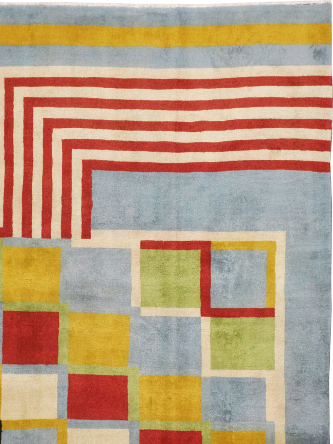 Vintage Persian Tabriz Art Deco Carpet Inspired By Edward McKnight Kauffer, No.23517 - Galerie Shabab