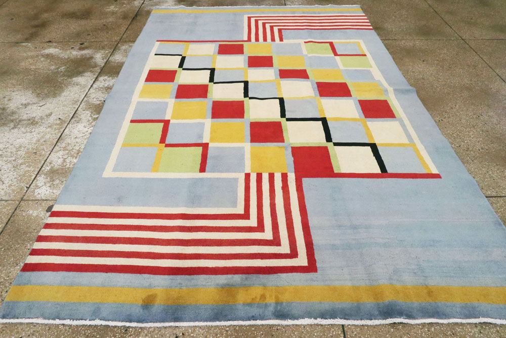 Vintage Persian Tabriz Art Deco Carpet Inspired By Edward McKnight Kauffer, No.23517 - Galerie Shabab