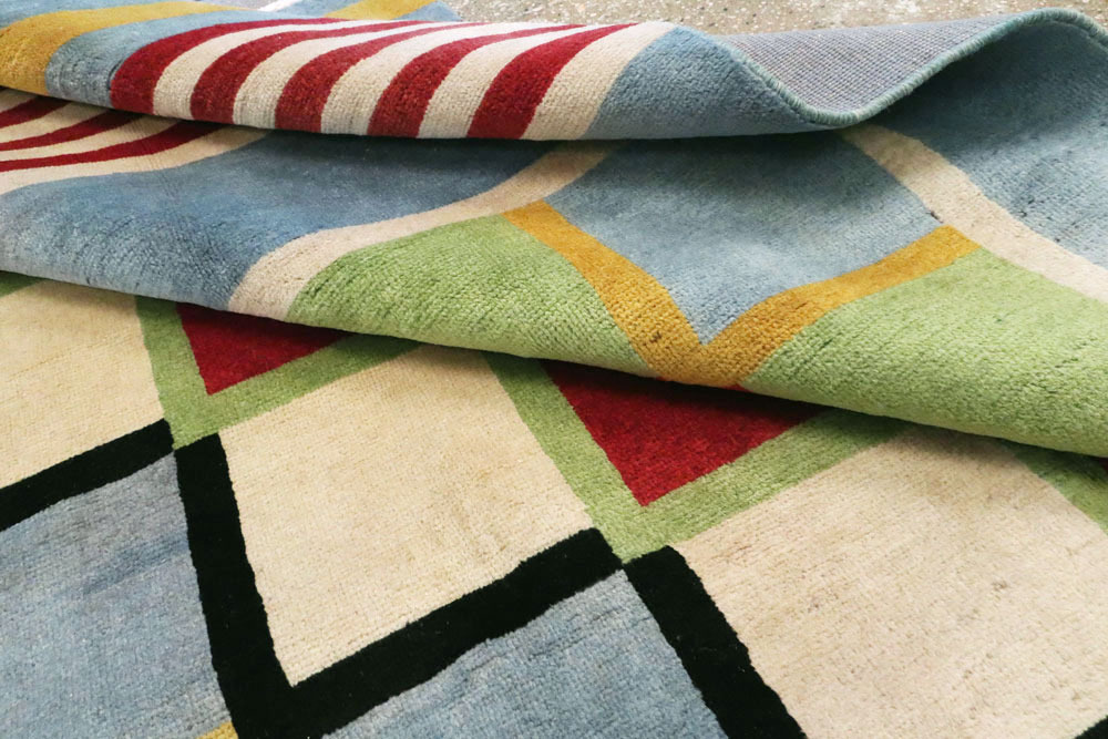 Vintage Persian Tabriz Art Deco Carpet Inspired By Edward McKnight Kauffer, No.23517 - Galerie Shabab