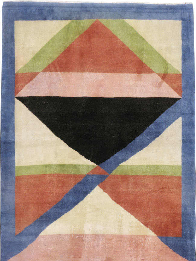 Vintage Persian Kashan Modernist Rug Inspired By Edward McKnight Kauffer, No.23518 - Galerie Shabab