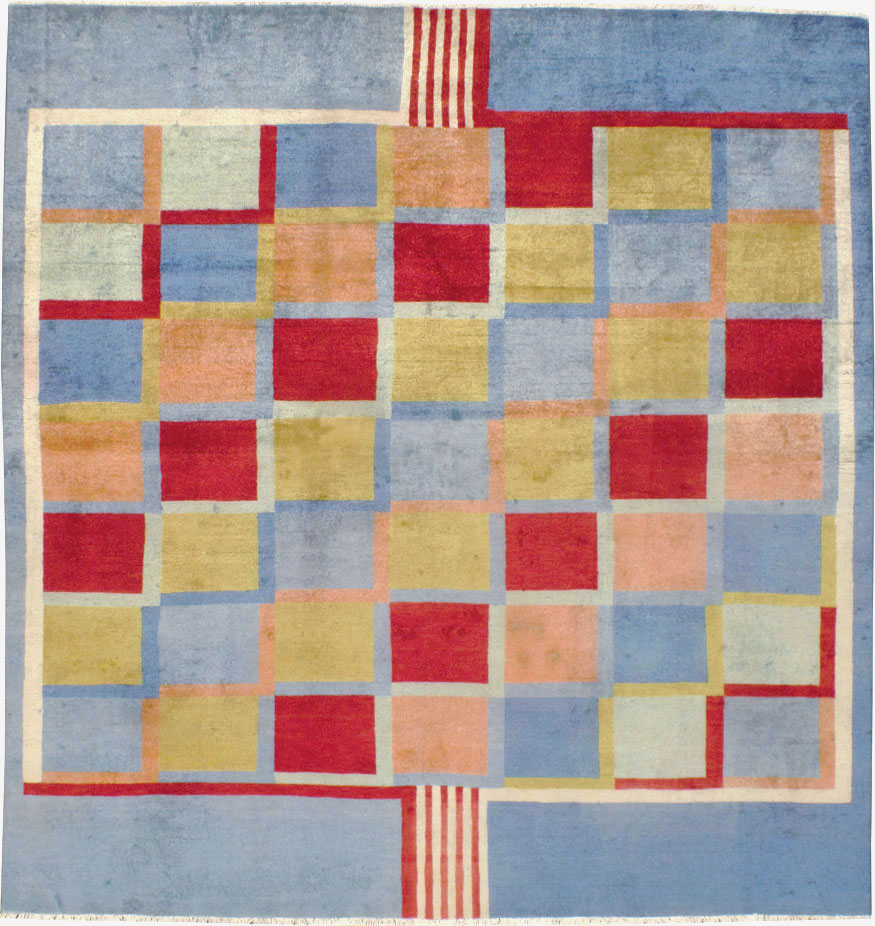 Vintage Persian Kashan Art Deco Rug Inspired By Edward McKnight Kauffer, No.23520 - Galerie Shabab