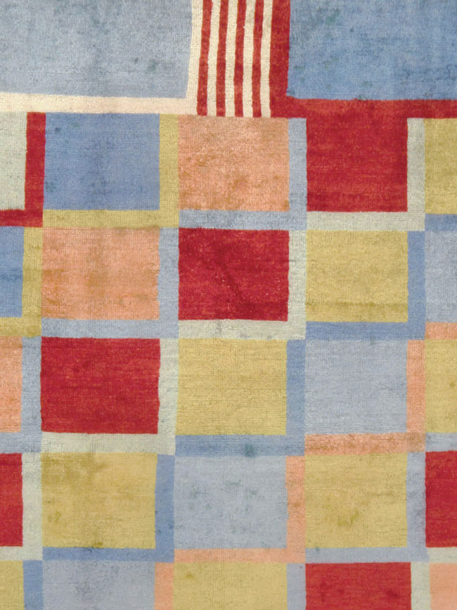 Vintage Persian Kashan Art Deco Rug Inspired By Edward McKnight Kauffer, No.23520 - Galerie Shabab