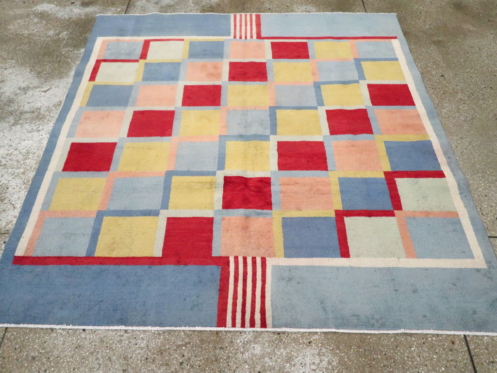 Vintage Persian Kashan Art Deco Rug Inspired By Edward McKnight Kauffer, No.23520 - Galerie Shabab