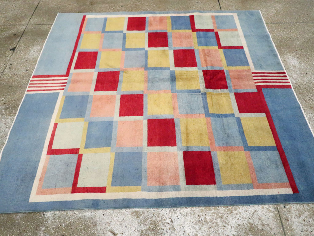 Vintage Persian Kashan Art Deco Rug Inspired By Edward McKnight Kauffer, No.23520 - Galerie Shabab