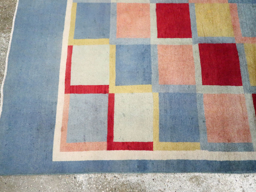 Vintage Persian Kashan Art Deco Rug Inspired By Edward McKnight Kauffer, No.23520 - Galerie Shabab