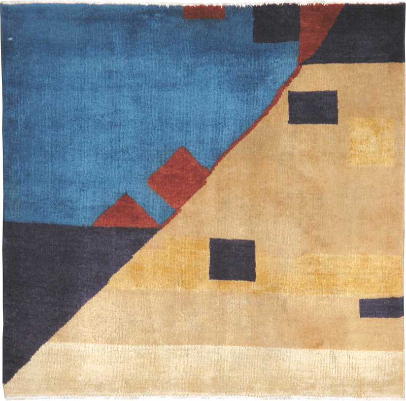 Vintage Persian Kashan Art Deco Rug Inspired By Edward McKnight Kauffer, No.23523 - Galerie Shabab