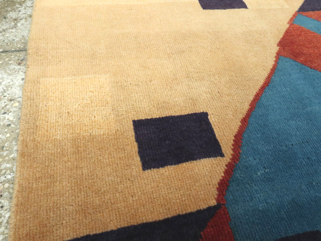 Vintage Persian Kashan Art Deco Rug Inspired By Edward McKnight Kauffer, No.23523 - Galerie Shabab