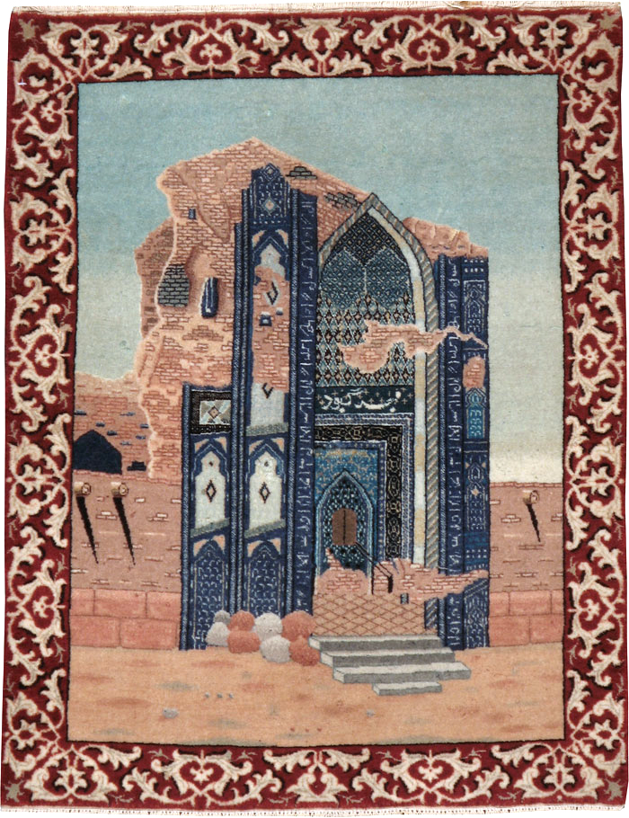 Vintage Persian Tabriz  Pictorial Rug, No.23586 - Galerie Shabab